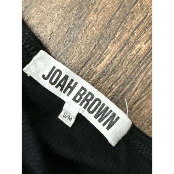 JOAH BROWN BLACK RIBBED KNIT ONE SHOULDER STRETCH MINI SIDE SLIT SLIP DRESS S/M - Picture 12 of 13